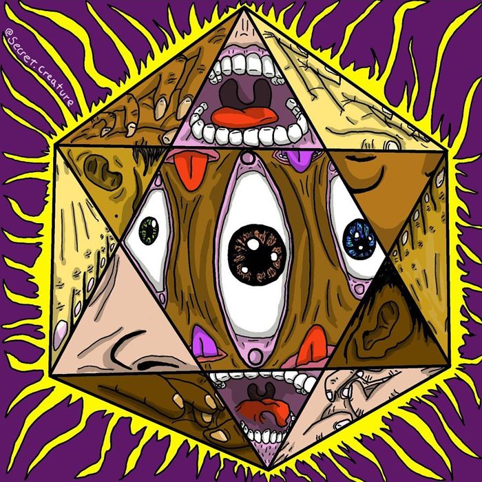 Geometric pattern made of eyes and mouths